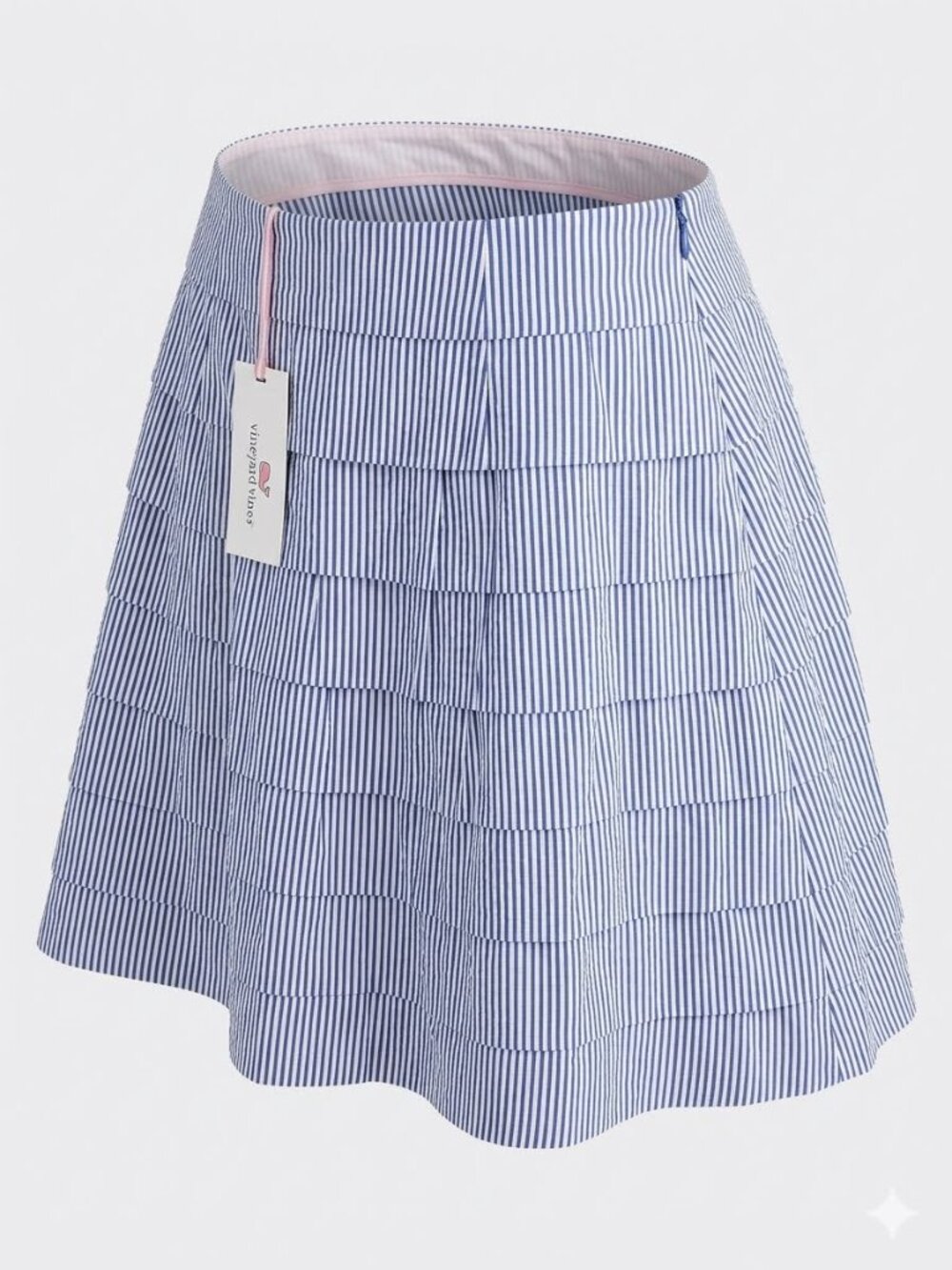 Vineyard Vines NWT Blue White PinStriped Tiered Casual Mini Skirt 3688